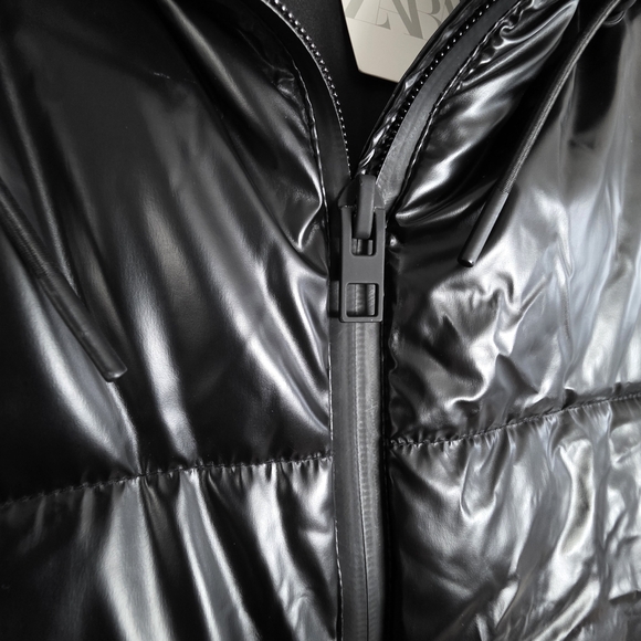 NWT Zara Black Long Puffer Vest - Picture 6 of 8